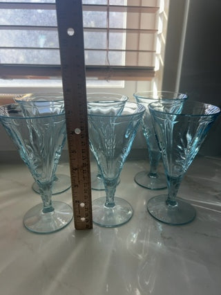 Set of 6 Fostoria Glass Company "Baroque" Light Blue Water Goblet