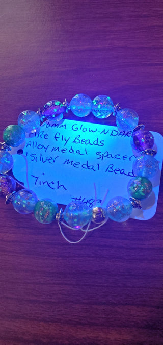 Bracelet #483  10mm Fire Fly glow in the dark beads|63892