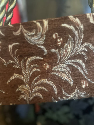 Fancy hand bag Vintage glass beads on the front and embrodiery leaves, gold rope handle with zippers on inside and out #63 VV MTS
