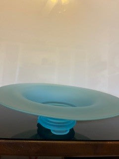 #1821 Frosted Blue Pedestal Bowl  NIS