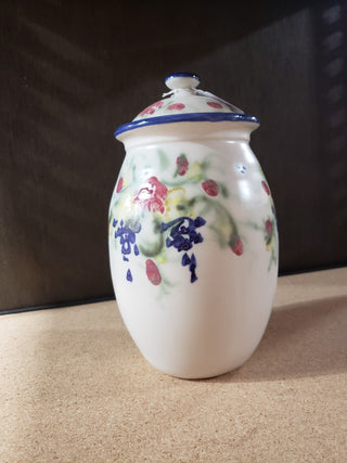 Vtg '98 Clouds of Folsom Floral Jar w/Lid -RCD|112028
