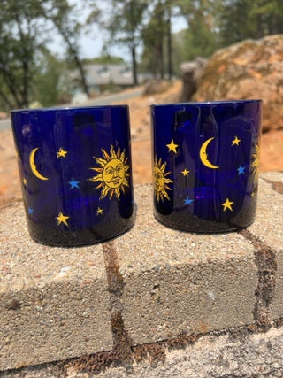 ONE vintage Libbey cobalt blue glass celestial mug