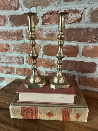Vintage Pair  Brass Candlesticks F&M|91725