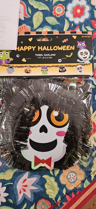 Happy Halloween tinsel garland, 7ft, RSV|104639