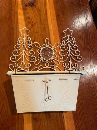 White Metal Christmas Tree Hanging Box ~MTS|130623