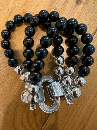 Black Silver 3-strand bracelet MTS|127055