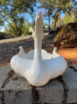 vintage Hull Pottery matte white swan or duck planter (Model #23) from the 1950s