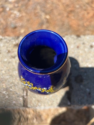 BB Vintage 6.5” Asahi Japanese Peacock And Floral  Vase Cobalt Blue Vases Japan