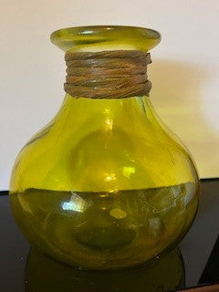 #2312 Yellow Glass & Rattan Vase  NIS