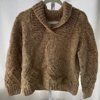 vintage handmade sweater, brown w/ cable work RSV