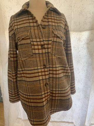 Joie brn/beigh  plaid shacket MTS|131019