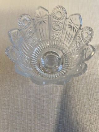 SHANNON CRYSTAL PINWHEEL Paneled Footed Candy Dish Bowl