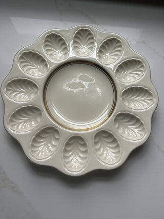 vintage Lenox deviled egg platter made of porcelain with 24k gold trim-RSV