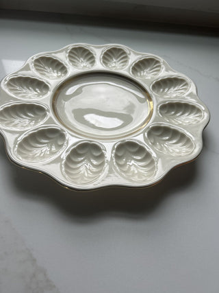 vintage Lenox deviled egg platter made of porcelain with 24k gold trim-RSV
