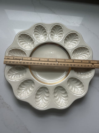 vintage Lenox deviled egg platter made of porcelain with 24k gold trim-RSV