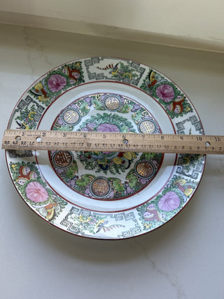 CANTON FAMILLE ROSE CHINESE LARGE PORCELAIN PLATE DISH 19th C,HANDPAINTED-RSV