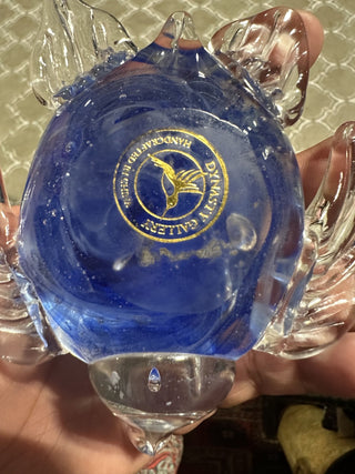 #62 VV Dynasty Gallery Handcrafted Blue & Clear Glass Sea Turtle paper weight figurine MTS|62961
