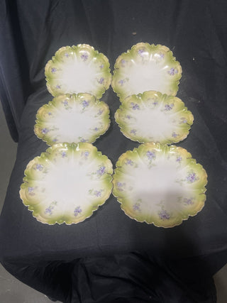 large plates, purple flowers scalloped edges rsv