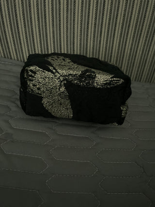 Black & Gold Butterfly Zipper Bag Small RSV|82113