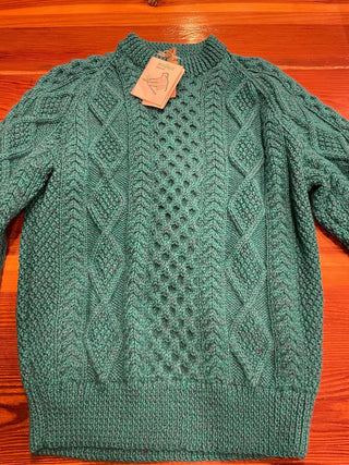 Handmade 100% Wool Green Sweater (Ireland)~MTS
