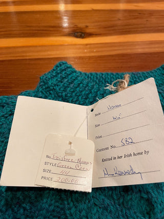 Handmade 100% Wool Green Sweater (Ireland)~MTS