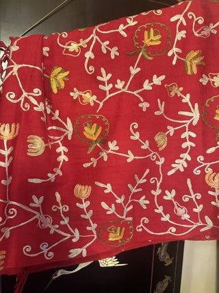 Sacred Threads Handmade Pashima Kashmir Crewel Embrodiered Floral Stole #63 VV MTS|126953