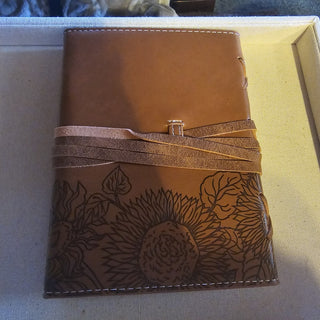 Brown faux leather junk journal w embossed floral|87760
