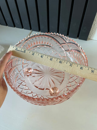 Vintage pink depression glass bowl RSV|116736