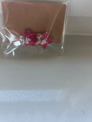 Kids unicorn star clip earrings