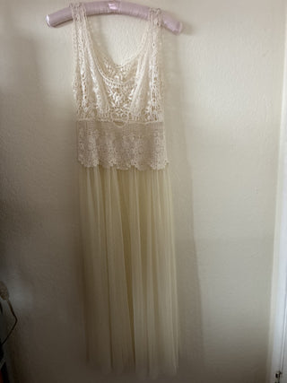 Vintage Lace & Tulle Nightgown – Ivory Maxi|164750
