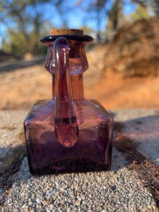 JP 3.5” BLOOMFIELD PURPLE AMETHYST GLASS TEA POT CRUET OIL VINEGAR BOTTLE