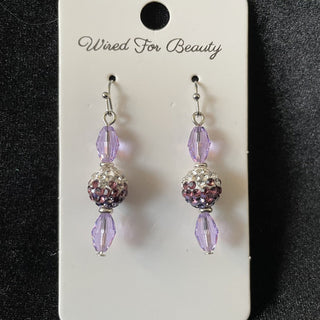 earrings, purple rhinestone beads RSV