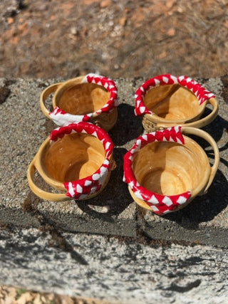 Set of 4 Dept 56 Wicker Picnic Basket Tea Cups Red Riding Hood