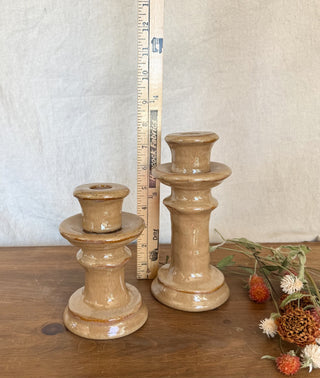 Pair Brown/Tan Speckled Candle Holders (LZD - RSV)|126174