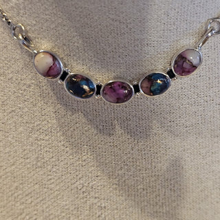 .925 pink/blue dahlia 19 "necklace|89123