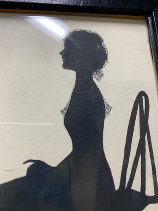 Vintage Silhouette Woman in Chair RSV