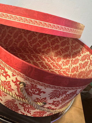 Hat Box 15 inch. Red Floral  MTS