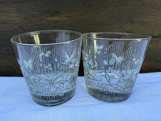 Libbey butterfly lowball glasses, set of 2|166772