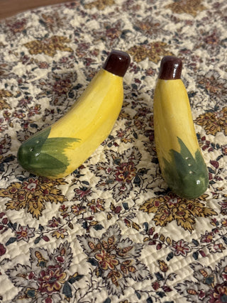Vintage Yellow Banana Salt and Pepper shaker set of 2 RCD