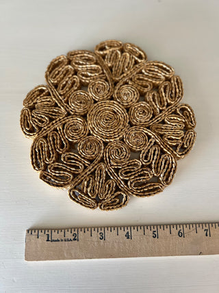 Vintage rattan straw trivet set RSV|97006