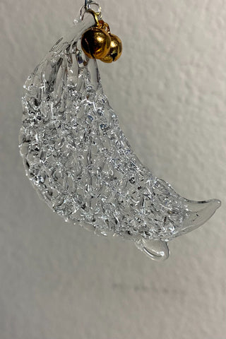 Vintage Spun Glass Christmas Moon Ornament RSV|140063