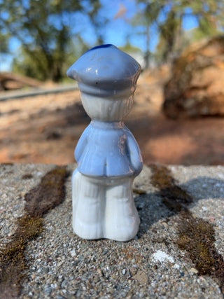 KW vintage blue and white porcelain figurine of a Dutch boy
