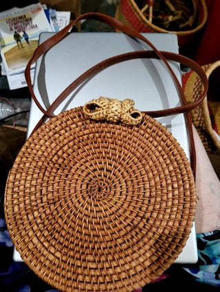 NEW Round Rattan Crossbody with bow closure