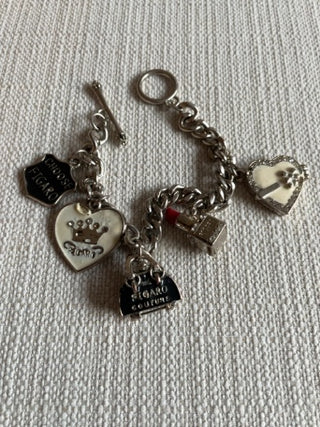 Vintage toggle clasp  charm bracelet five charms