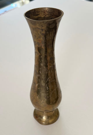 Vintage brass etched vase RSV|77959