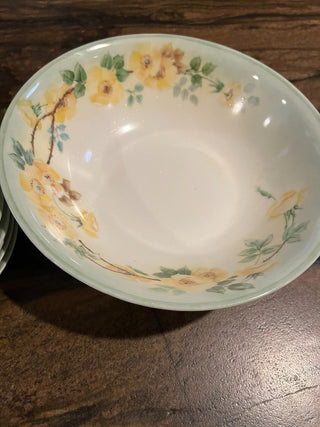 Victoria Austria Porcelain Yellow Rose Serving Bowl and 6 Dessert Bowls (Set Of 7). RSV