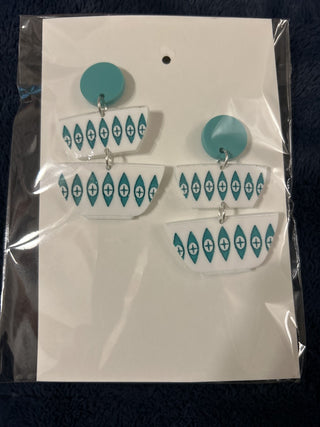 12F Catherineholm Lotus Aqua Acrylic Circle Stud Earrings MTS|138534