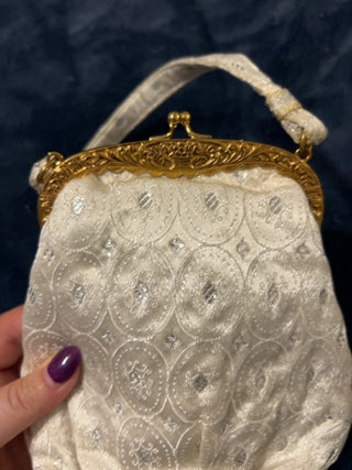 Vintage Mel-Ton White Brocade Wedding Purse