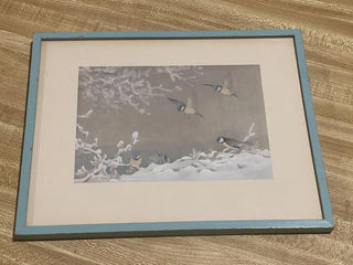 8"x10" Vtg Framed Winter Birds Print Art--SP MTS