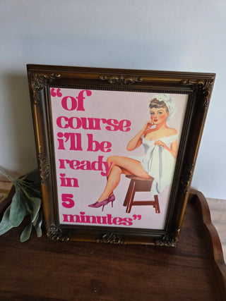 Pinup Bathroom Pic in Wood Frame